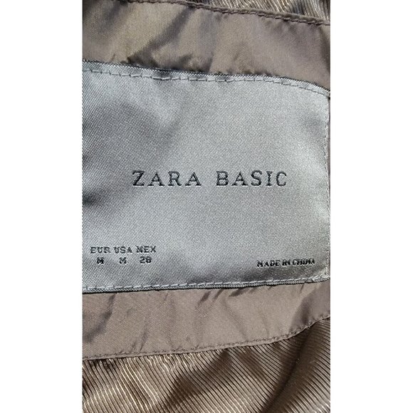 Zara Basic Womens Brown Full Zip Puffer‎ Vest Quilted Convertible Hood Size M - Picture 7 of 9